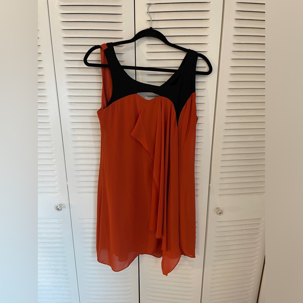 Beestango Orange/Black Asymmetrical Mini Dress